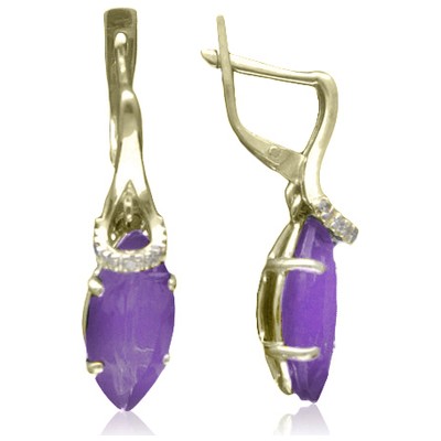 

Серьги женские из серебра Эстет Л7С350208, фианит/аметист, Л7С350208