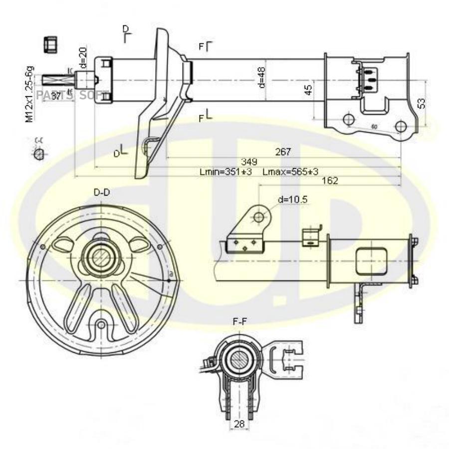 Амортизатор Зад R (Стойка) Hyu Elantra (Xd) 00-06 G.U.D. gsa333500