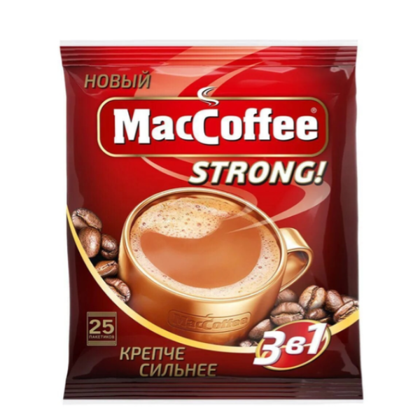 Кофейный напиток MacCoffee Strong 3в1, 100 пакетиков по 16г