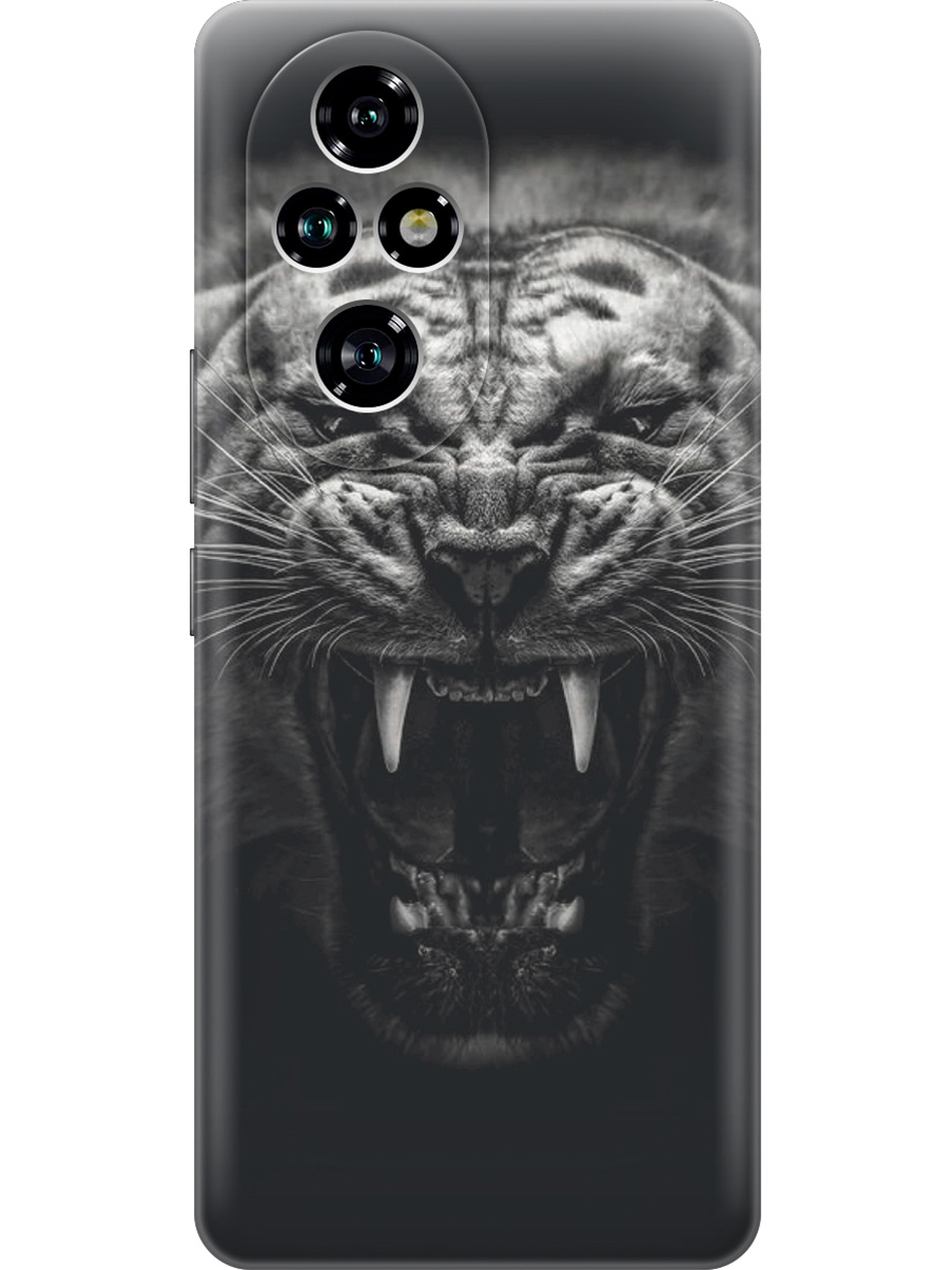 

Силиконовый чехол на Honor 200 pro с принтом "Оскал тигра", Прозрачный;серый;черный, 783979613