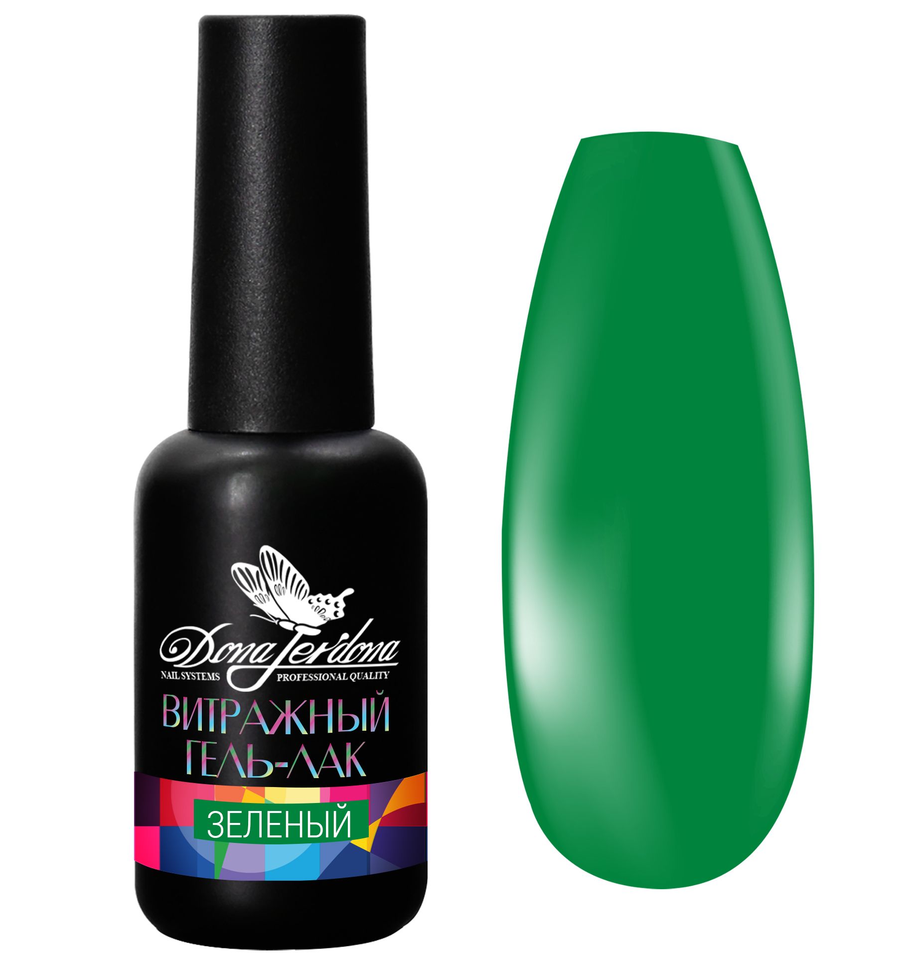 

Гель-лак Dona Jerdona ВИТРАЖНЫЙ зелёный №72 102403