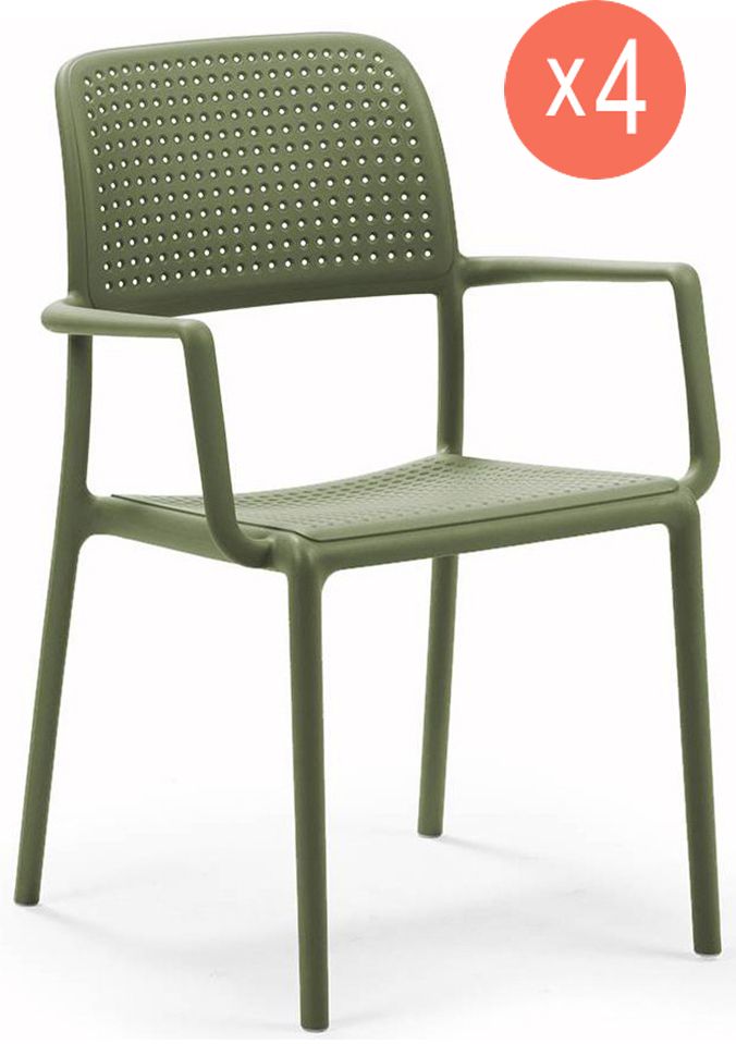 

Комплект из 4 стульев садовых Nardi Bora 003/4024216000/set4 агава 86х58,5х57 см, Зеленый, Bora