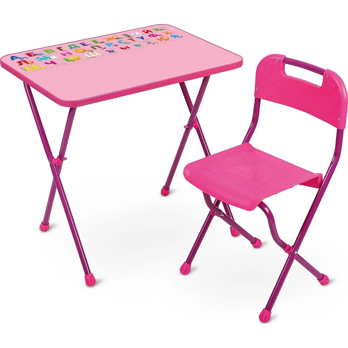 Комплект детской мебели InHome НМИ1, складной, для возраста 3-7 лет, алфавит, розовый