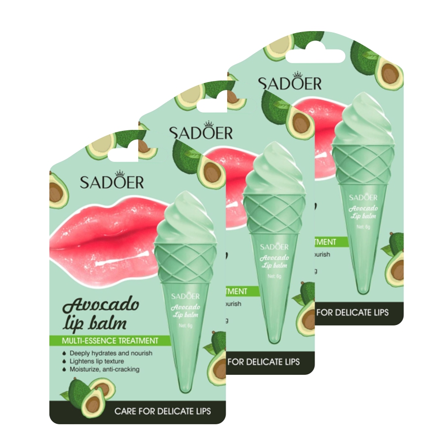 Комплект Sadoer Увлажняющий бальзам для губ с авокадо 6 г 3 шт
