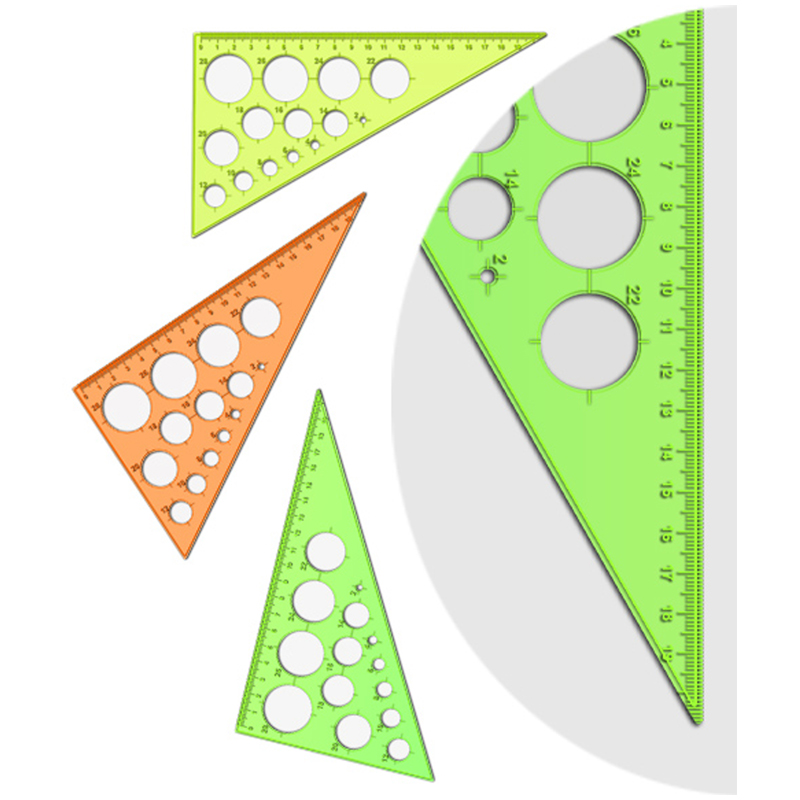 Треугольник 30°, 19см СТАММ, пластиковый, с окружностями, прозрачный, неоновые цвета, а