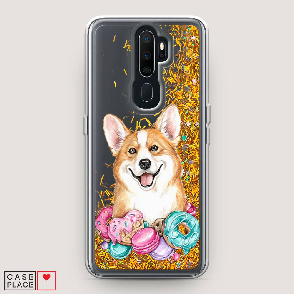 

Жидкий чехол с блестками "Корги и сладости" на Oppo A9 (2020), 251990-1