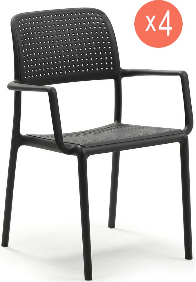

Комплект из 4-х стульев садовых Nardi Bora 003/4024202000/set4 антрацит 86х58,5х57 см, Черный, Bora