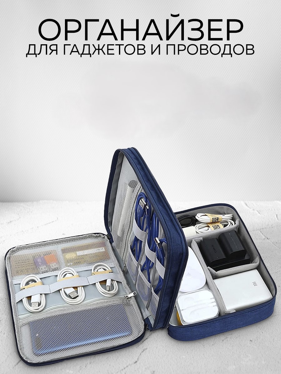 

Органайзер для проводов и гаджетов HaBe, синий, 198502517, bazic_org