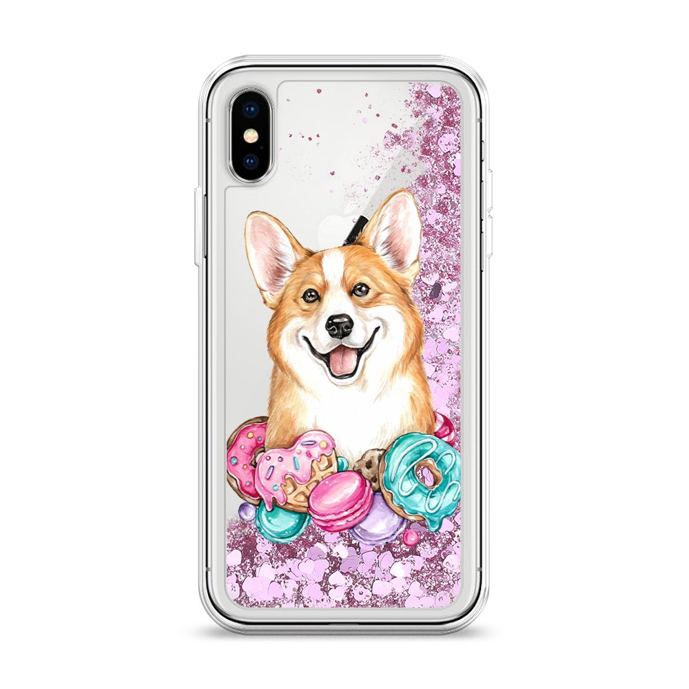 

Жидкий чехол с блестками "Корги и сладости" на Apple iPhone X (10), 11094-1