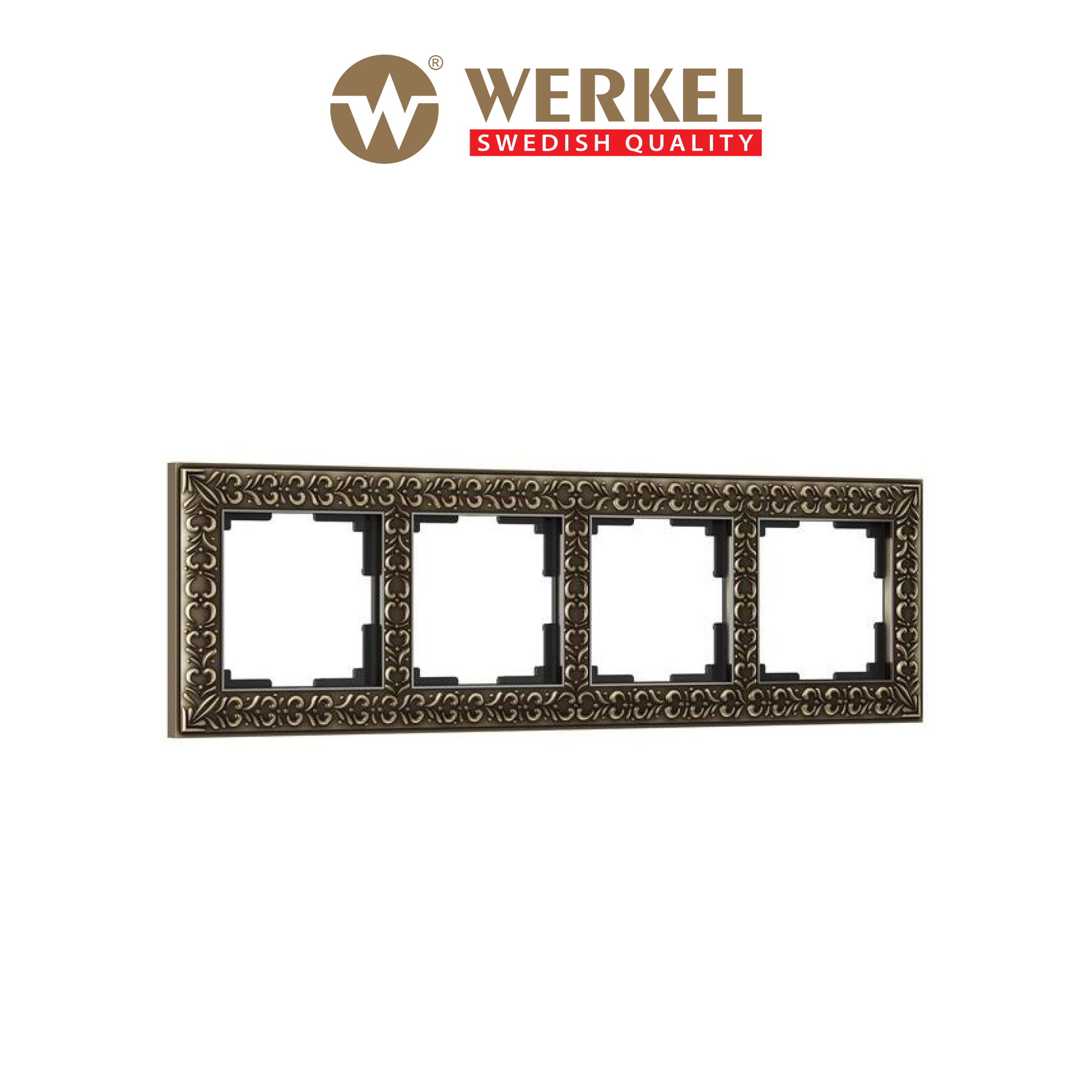 

Рамка для розетки / выключателя на 4 поста Werkel W0041512 Antik бронза металл, Бронзовый