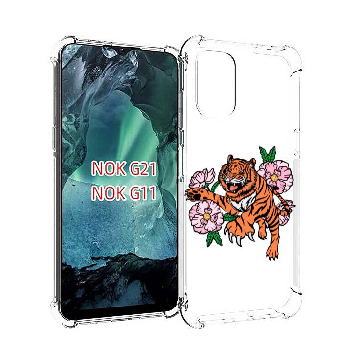 

Чехол Mypads Тигры-Цветочные Для Nokia G11/G21, Прозрачный, Tocco