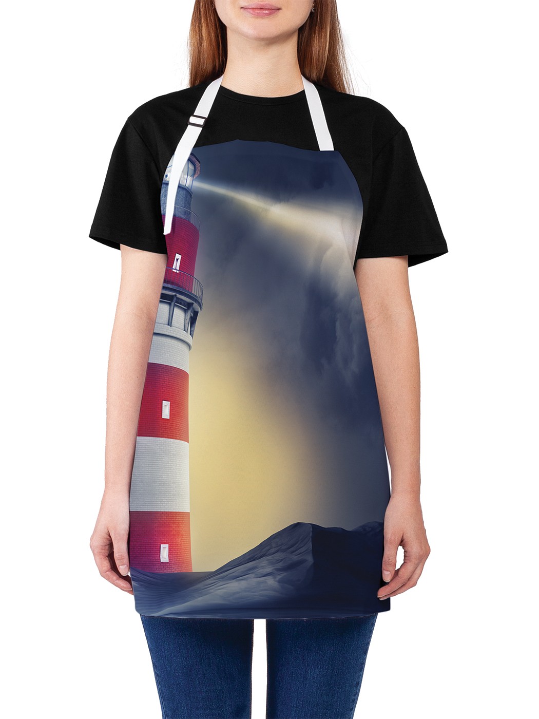 

Фартук женский JoyArty для готовки "Луч с маяка", универсальный размер, Белый