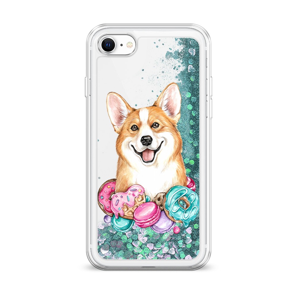 

Жидкий чехол с блестками "Корги и сладости" на Apple iPhone SE 2022, 14895-1