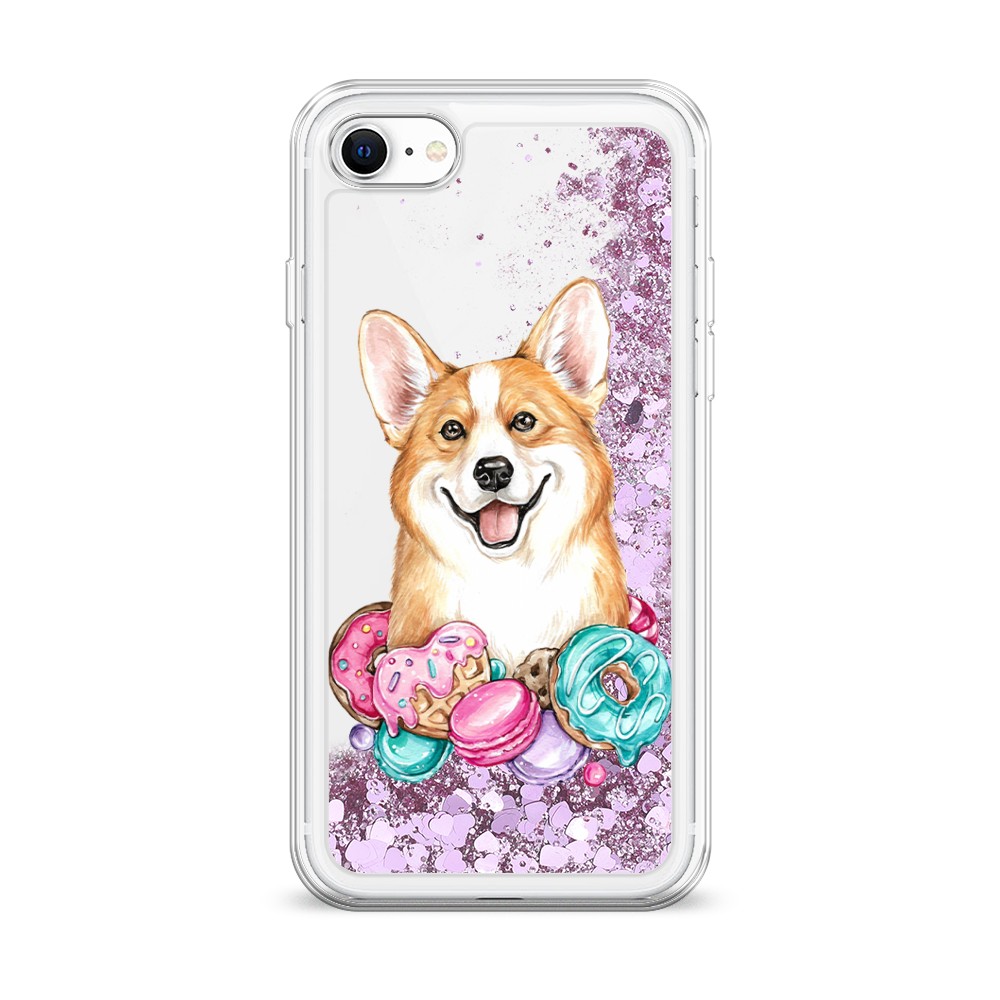 

Жидкий чехол с блестками "Корги и сладости" на Apple iPhone SE 2022, 14894-1