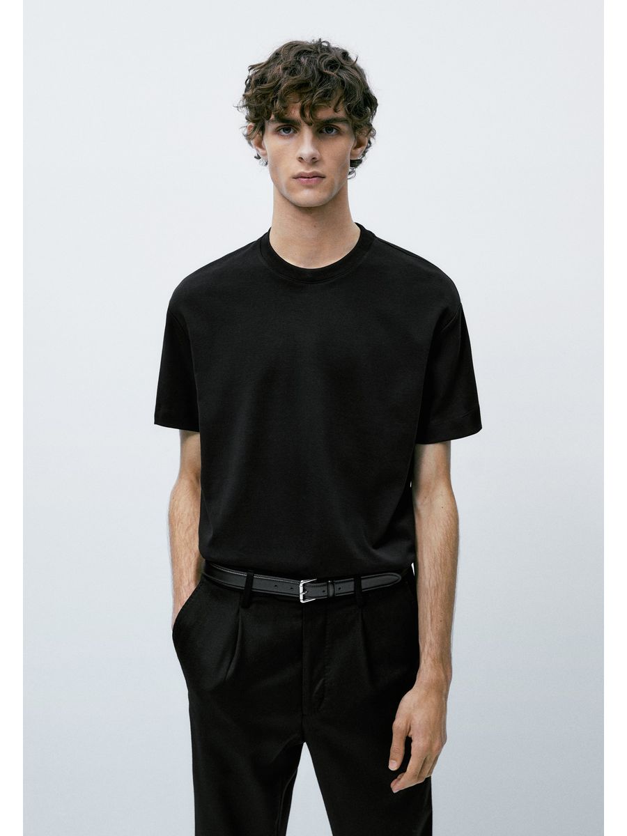 

Футболка мужская Massimo Dutti M3I22O06M черная 2XL, Черный, M3I22O06M