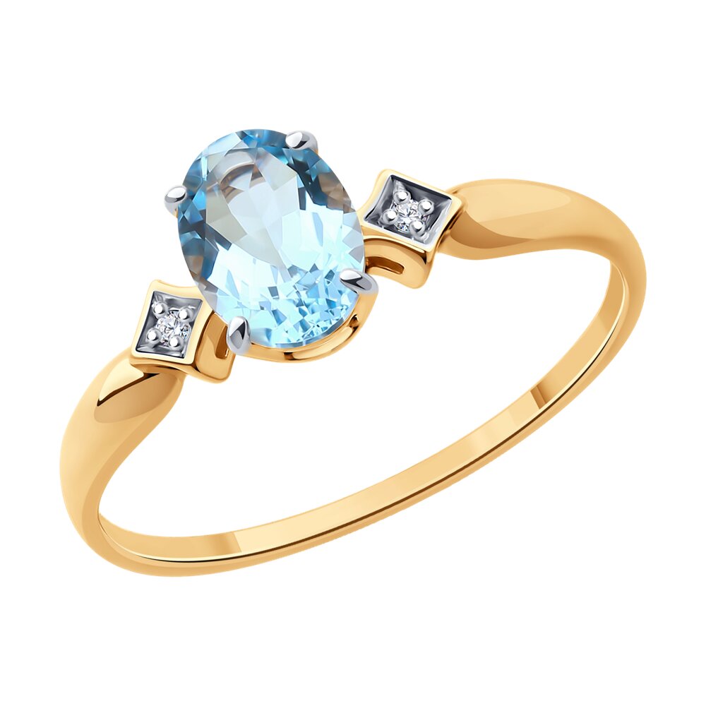 

Кольцо из красного золота с фианитом/топазом р. , Diamant 51-310-01919-1, 51-310-01919-1