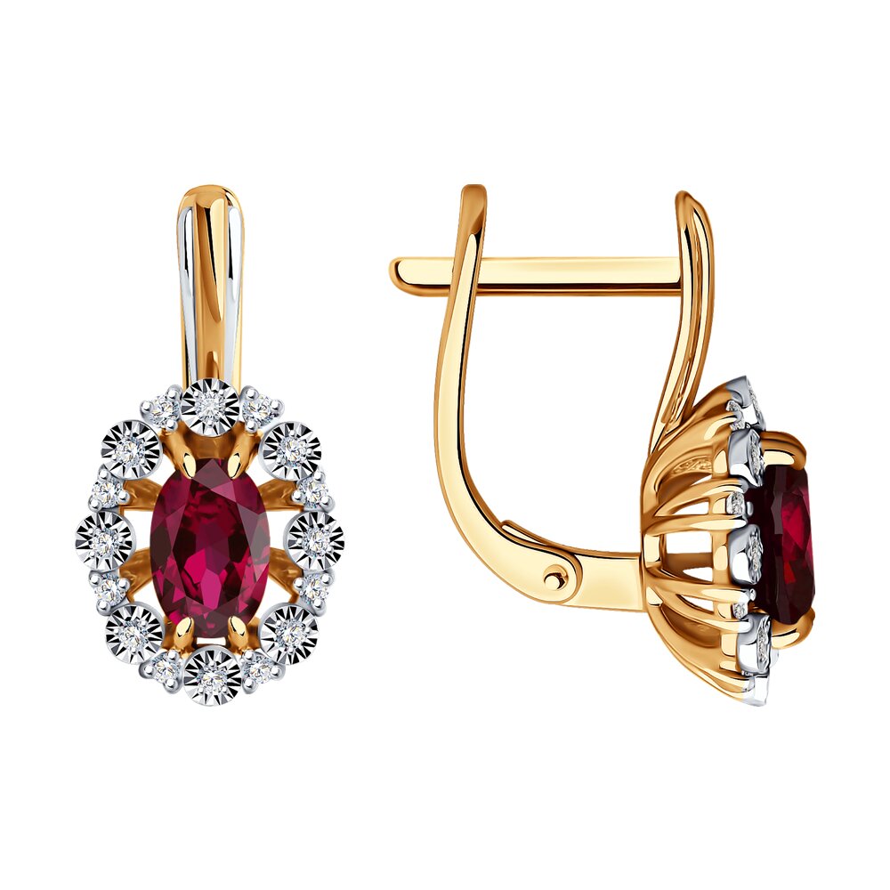 

Серьги из комбинированного золота с бриллиантом/рубином Diamant 51-220-01999-3, 51-220-01999-3