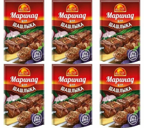 Маринад Русский аппетит для шашлыка, 120 г х 6 шт