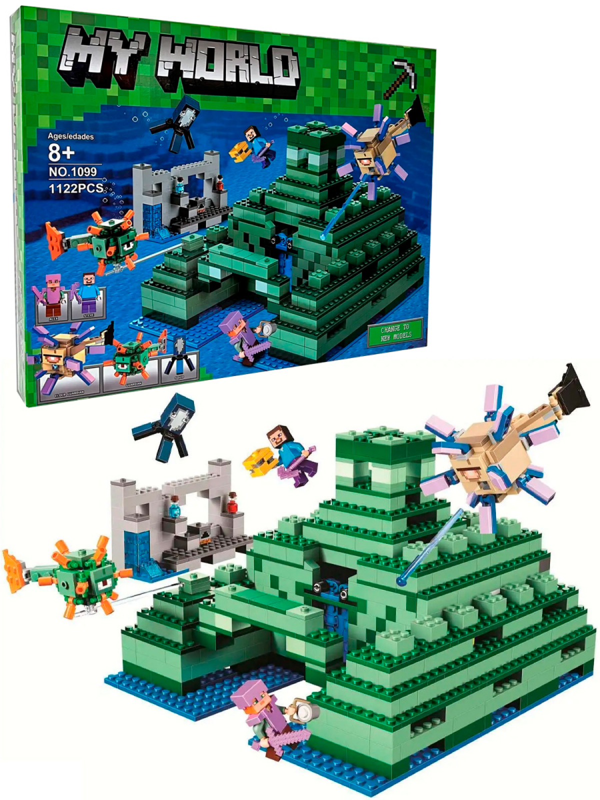 

Конструктор Lepin 1099 Майнкрафт Подводная крепость My World 1122 детали