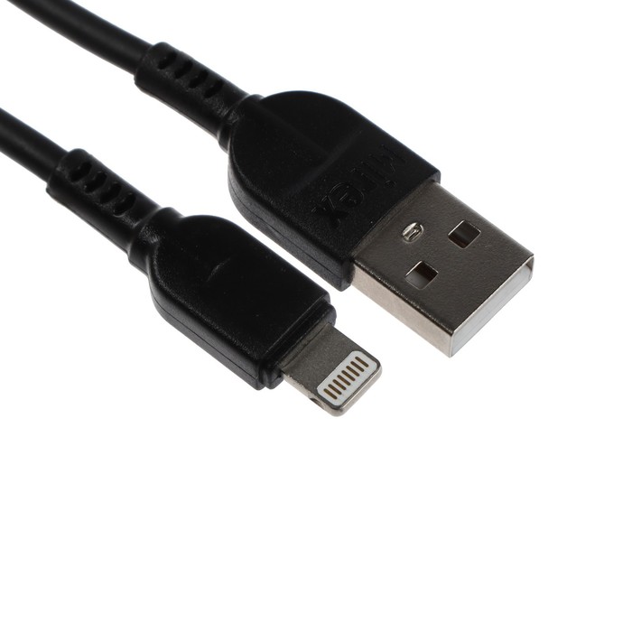 Кабель Mirex 13700-008i2BK, Lightning - USB, 2.4 А, 1 м, быстрая зарядка, черный (2 шт)