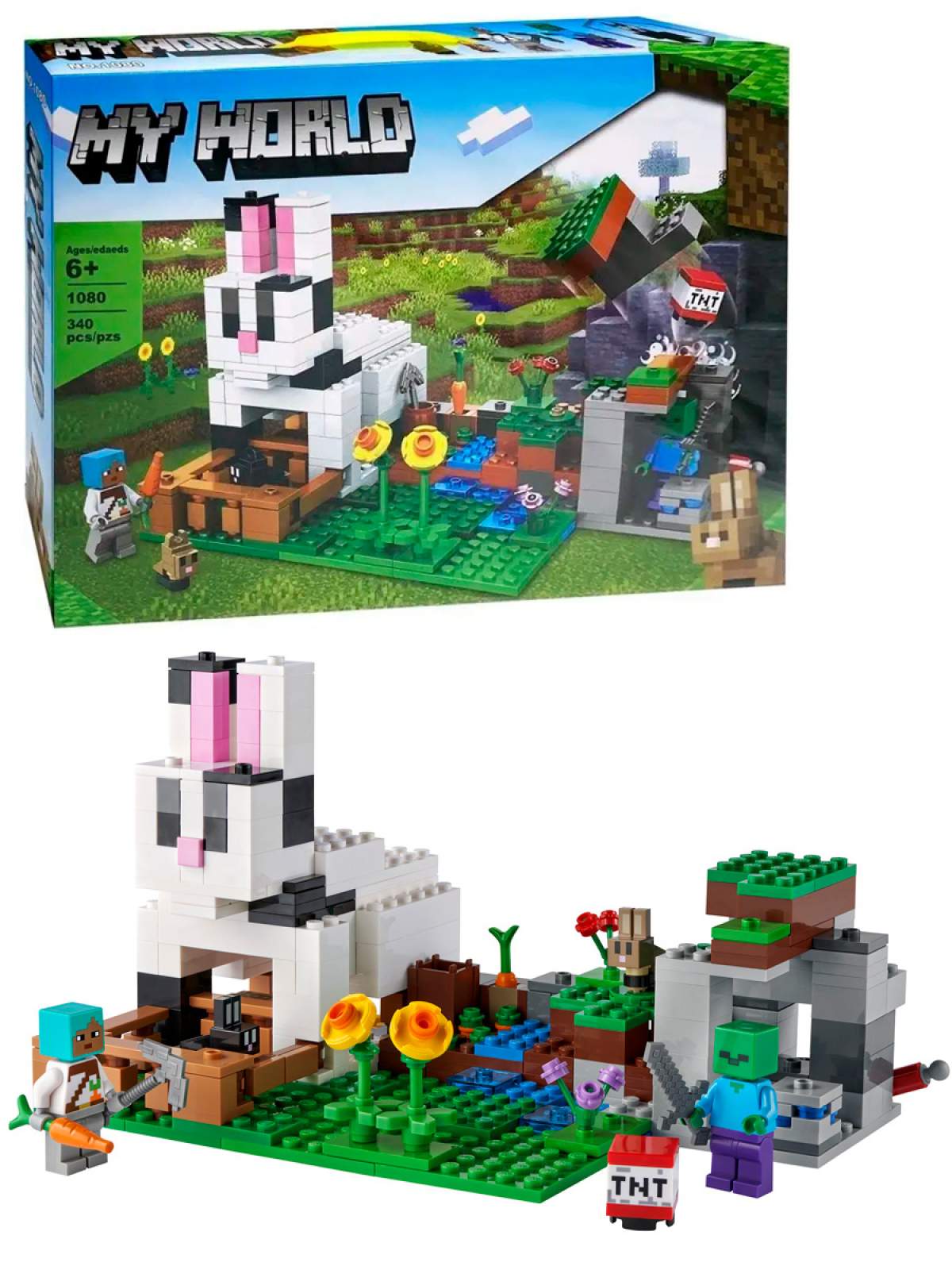 

Конструктор Lepin 1080 Майнкрафт Кроличье ранчо My World 340 деталей