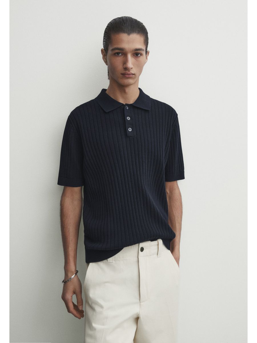 

Футболка мужская Massimo Dutti M3I22P0C2 синяя M, Синий, M3I22P0C2