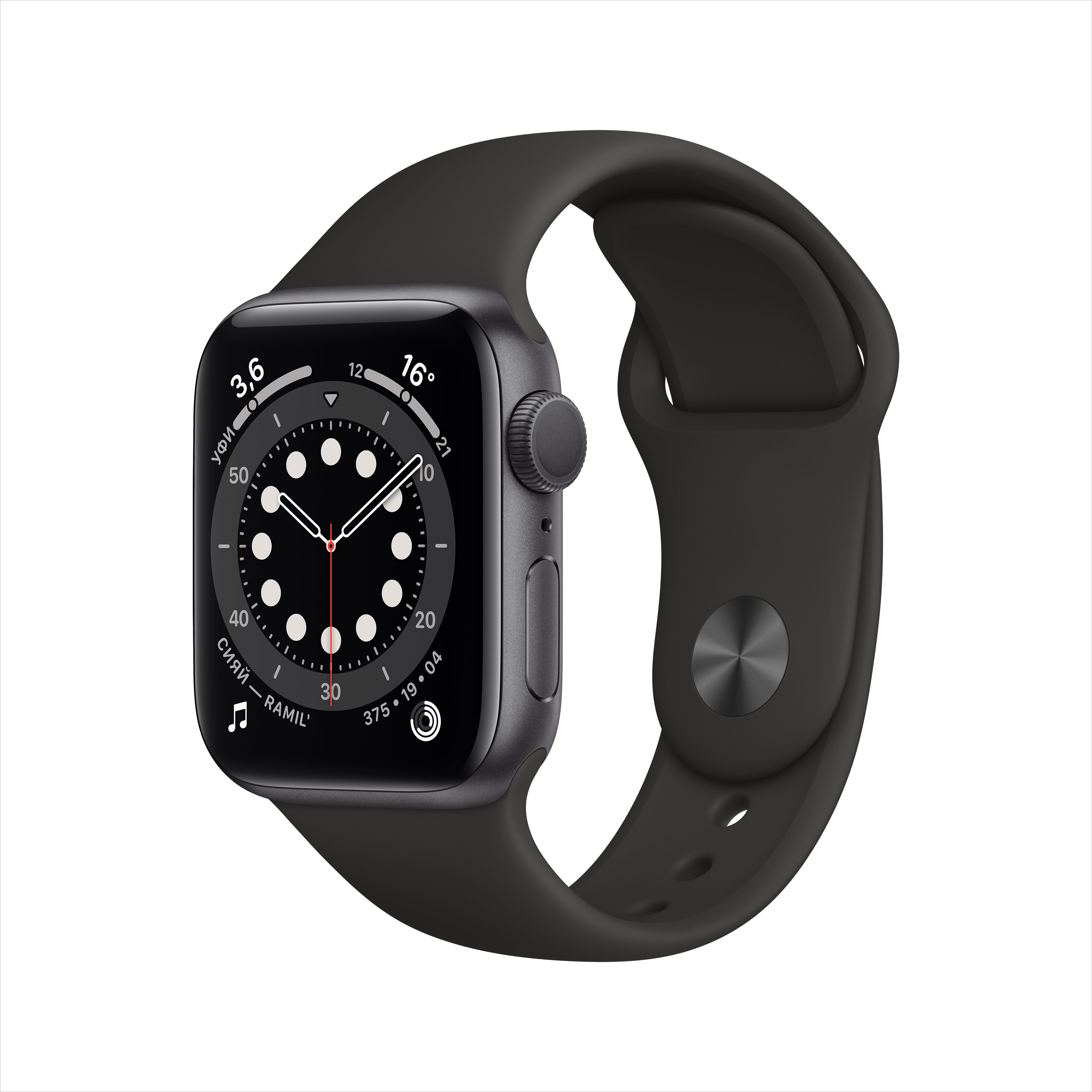 фото Смарт-часы apple watch series 6 40mm space grey with black sport band (mg133ru/a)