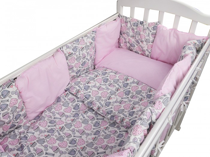 фото Текстильный бортик для кроватки forest kids 12385 цв. розовый