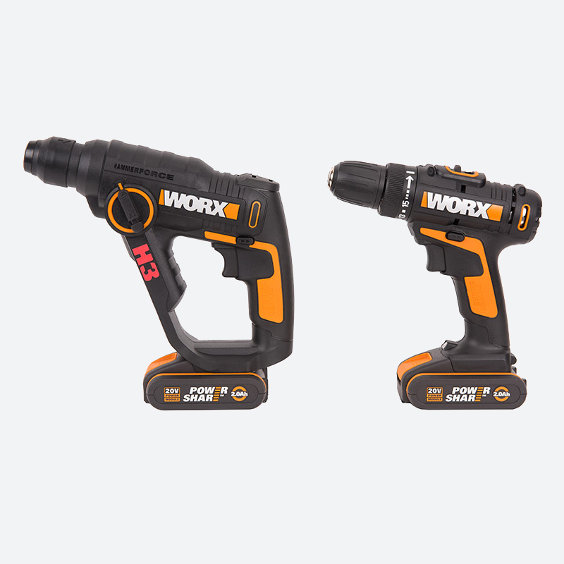 Комбо-набор WORX WX927, Шуруповерт WORX WX101.9 + Перфоратор WORX H3 WX390.1