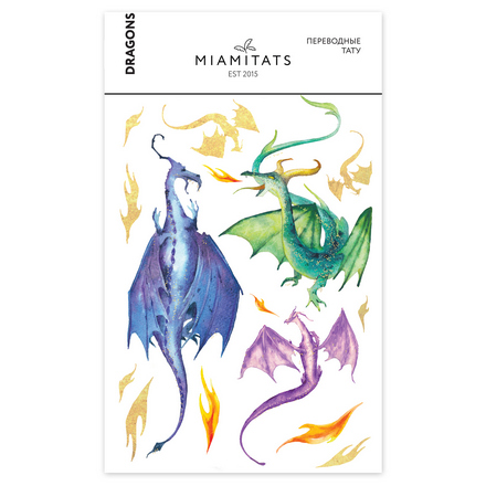 

Акварельные переводные тату Miami Tattoos Dragons