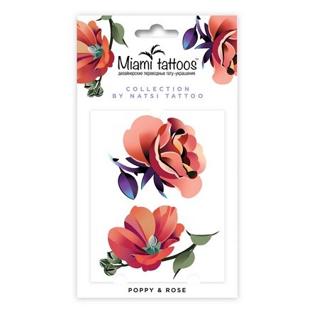 

Переводные тату Miami Tattoos Poppy & Rose