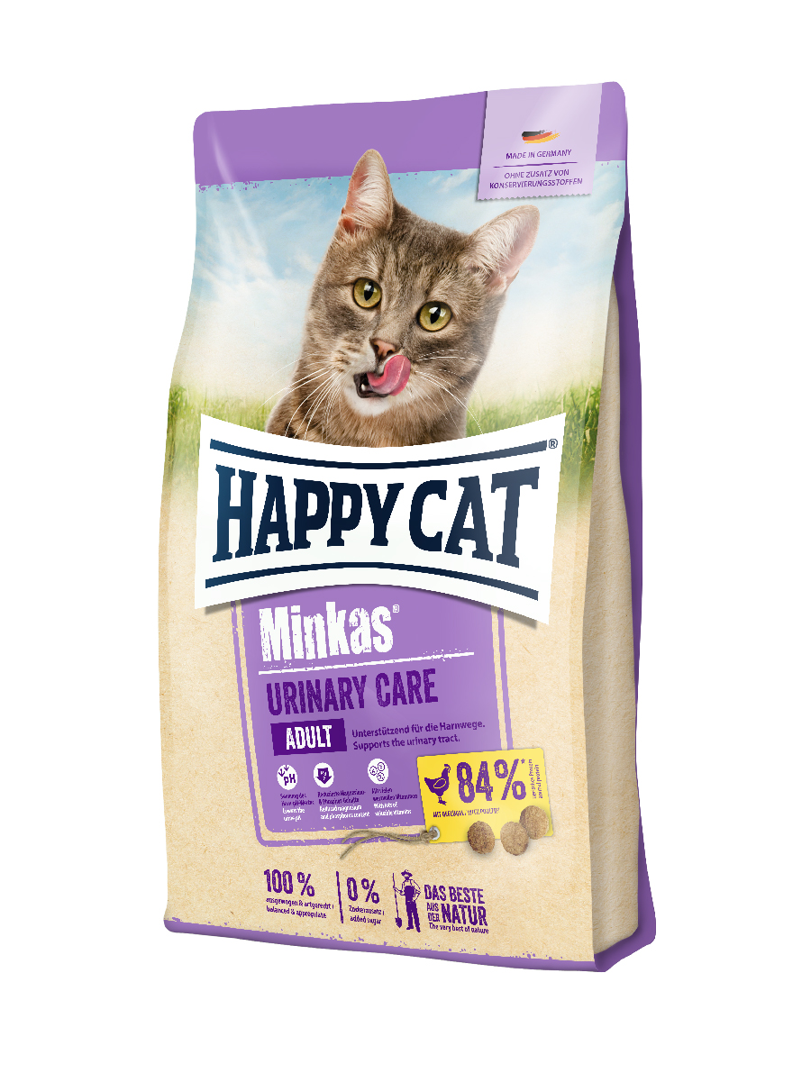 фото Сухой корм для кошек happy cat minkas adult urinary care для профилактики мкб, птица, 10кг