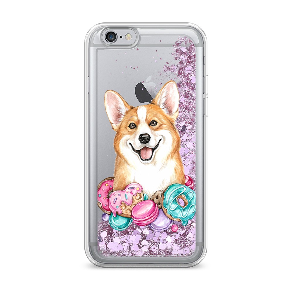 

Жидкий чехол с блестками "Корги и сладости" на Apple iPhone 6S, 0104S94-1
