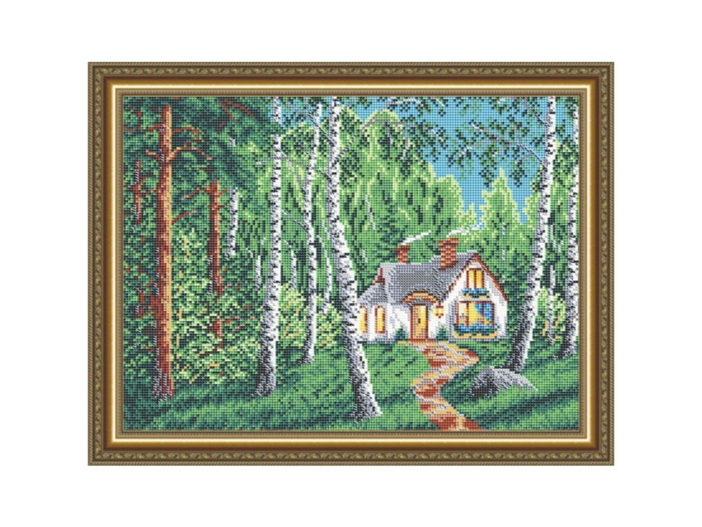 

Рисунок на ткани «Домик в лесу»