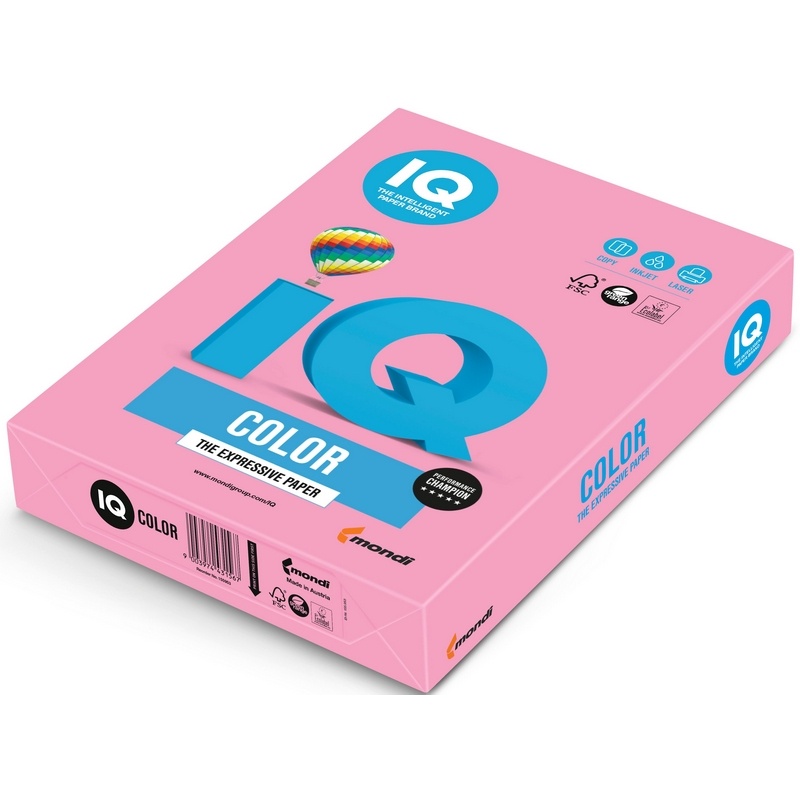 Бумага IQ PI25 А4, 80 г, розовый, пачка 500 листов