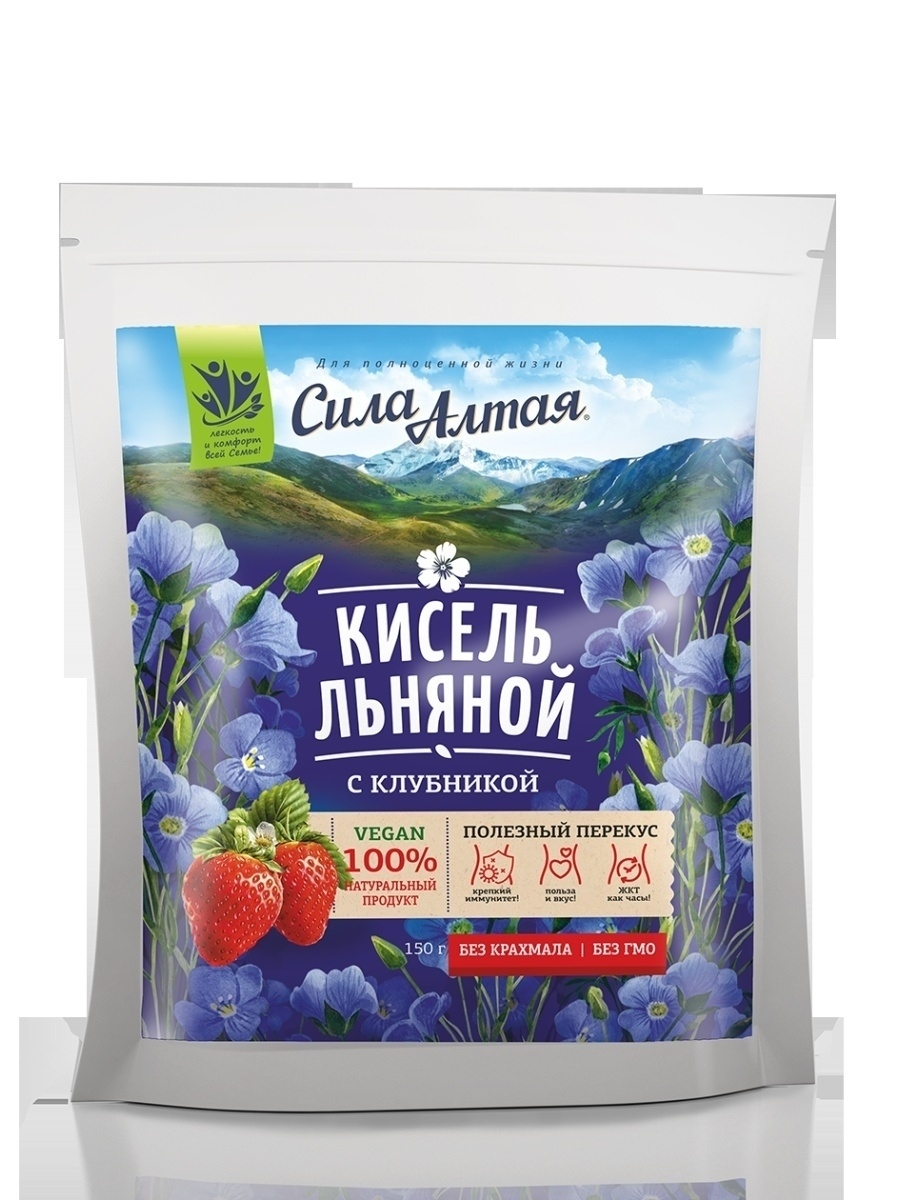 Кисель льняной с клубникой 150г