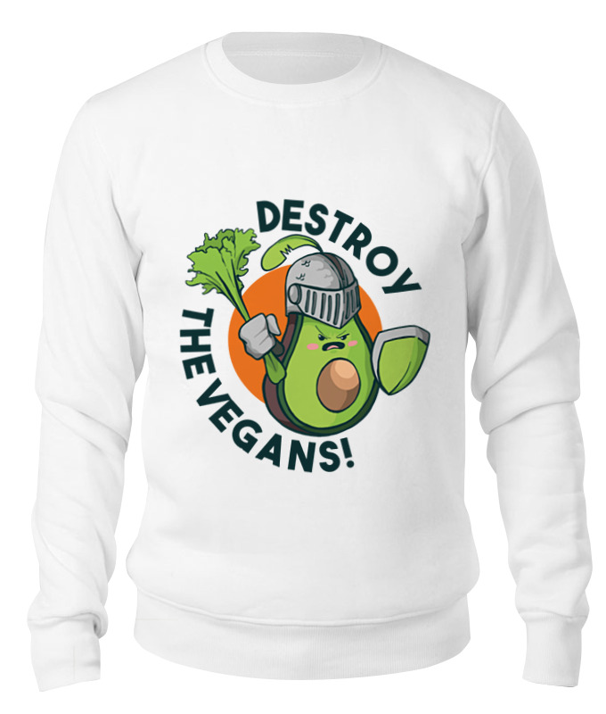 

Свитшот унисекс Printio Destroy the vegans белый 2XL, Destroy the vegans
