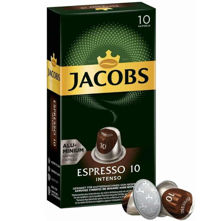 

Кофе в капсулах JACOBS Espresso 10 Intenso для кофемашин Nespresso, 10 порций