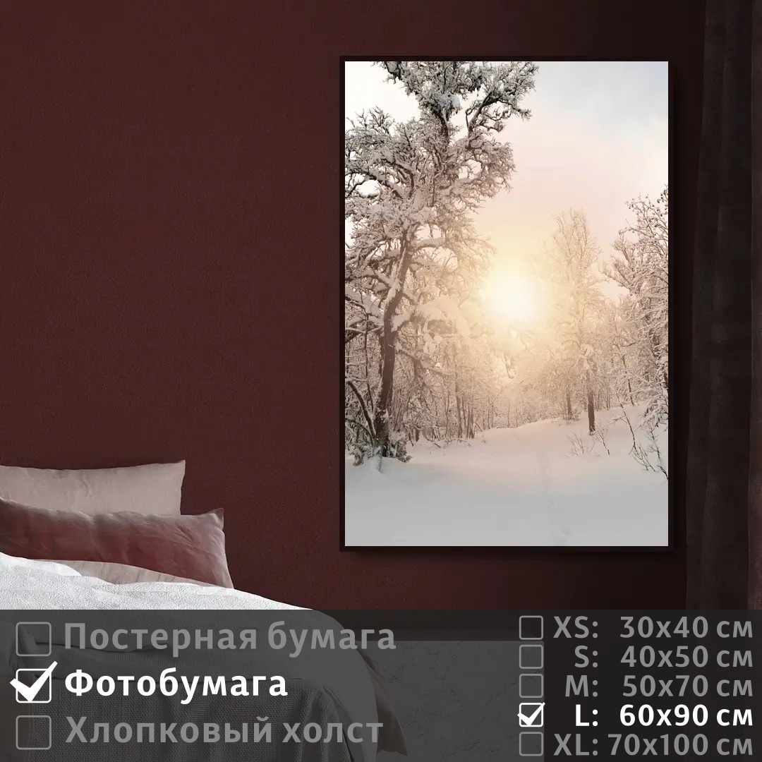 

Постер на фотобумаге ПолиЦентр Лес зимний пейзаж 60х90 см, ЛесЗимнийПейзаж