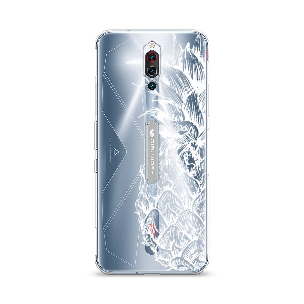 фото Силиконовый чехол "ананас графика белая" на zte red magic 5s awog