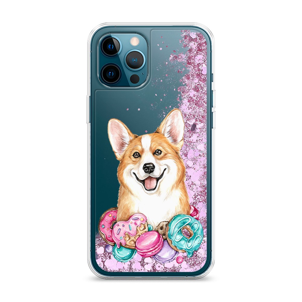 

Жидкий чехол с блестками "Корги и сладости" на Apple iPhone 12 Pro Max, 12794-1