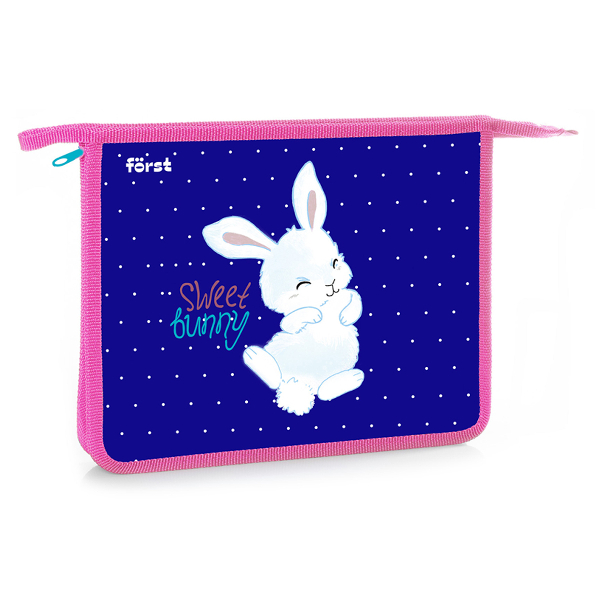 

Папка для тетрадей 1 отделение, А5, Forst "Sweet bunny", 240*205*40мм, пластик, на молнии, Синий