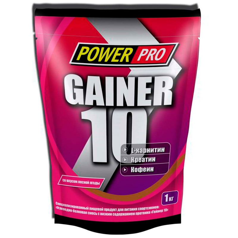 Гейнер PowerPro Gainer 10 1000 грамм Клубника-Банан 890₽