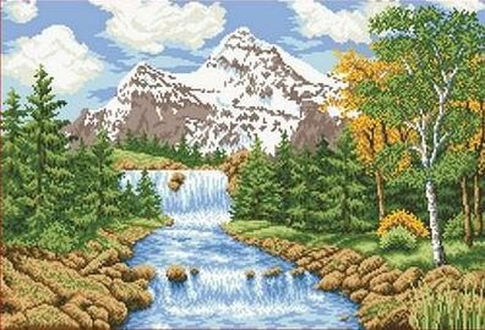 

Рисунок на ткани «Речка в лесу»