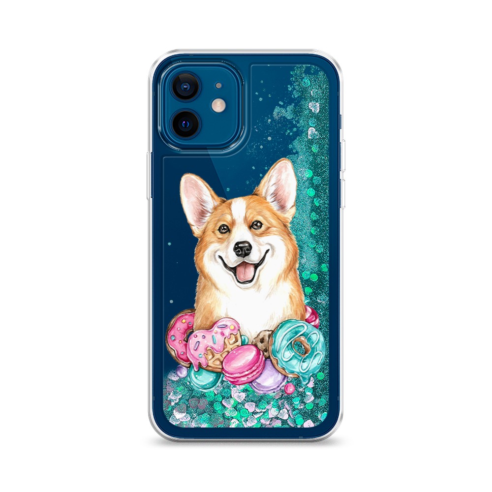 

Жидкий чехол с блестками "Корги и сладости" на Apple iPhone 12, 12595-1