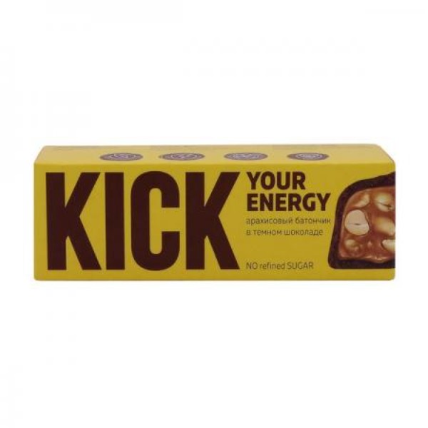 Арахисовый батончик в темном шоколаде «Кик» (Kick) Food Revolution 45г