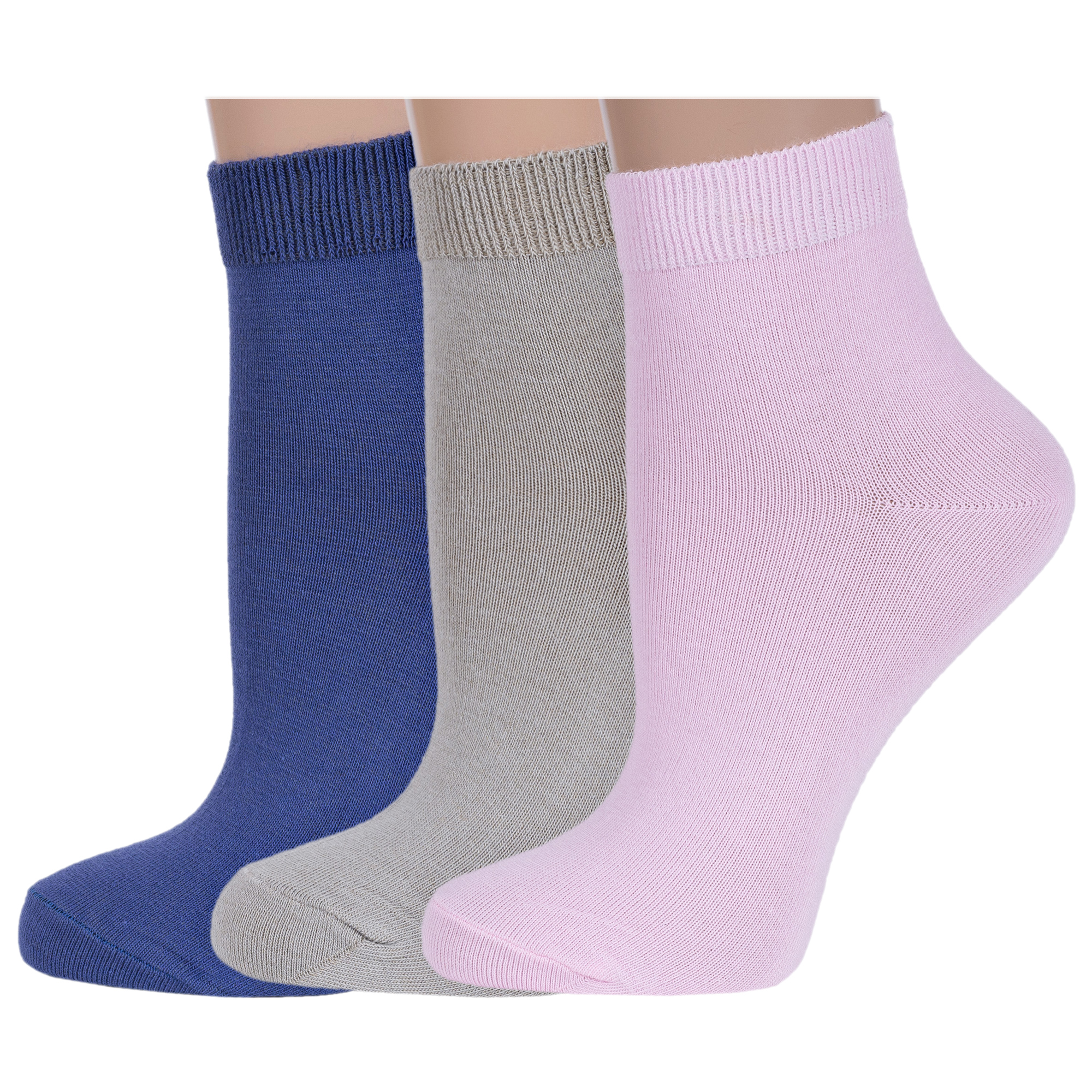 Комплект носков женских Rusocks 3-С-420 синих; бежевых; розовых 25