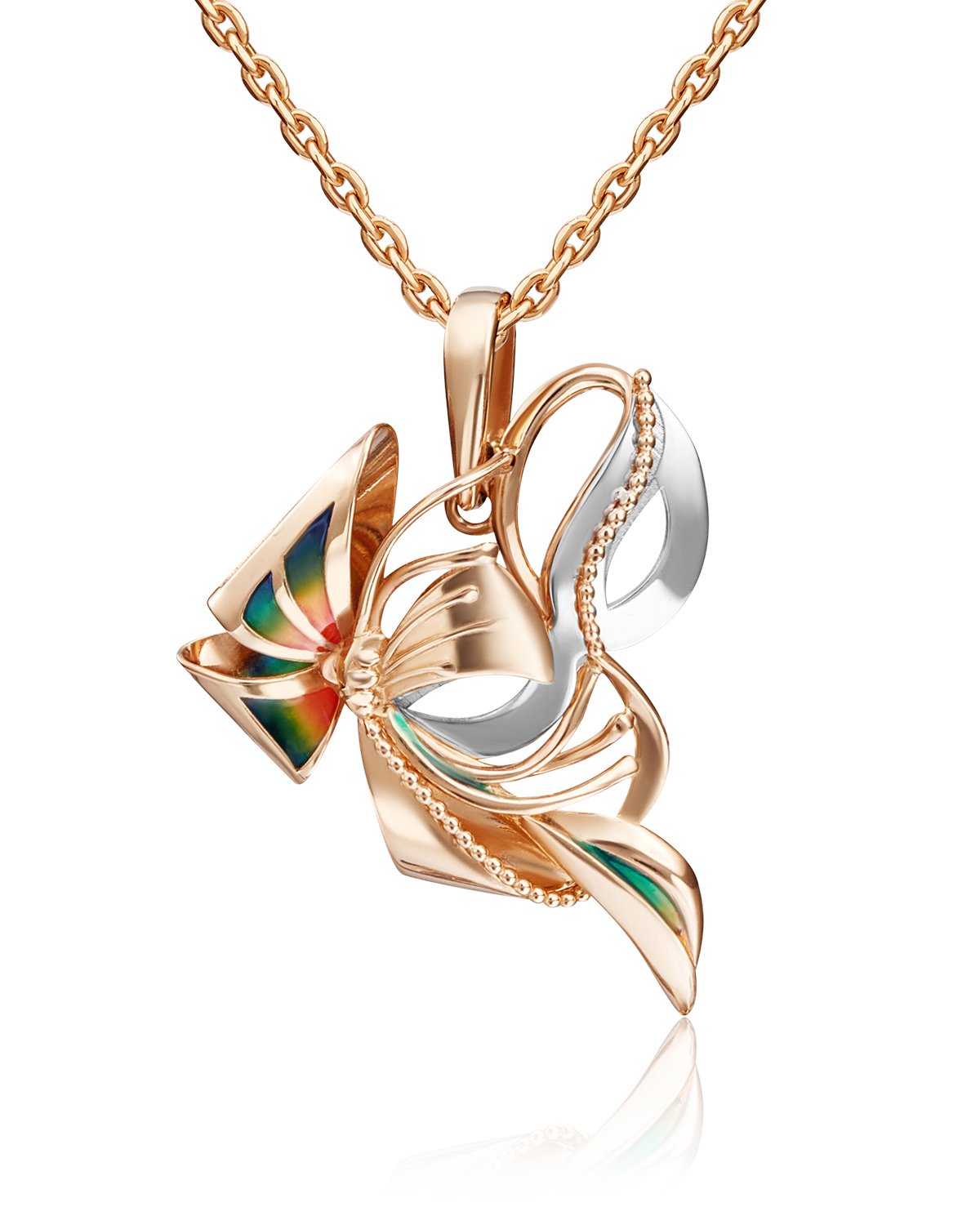 Кулон из красного золота PLATINA jewelry 03-2798-00-000-1110-65, эмаль