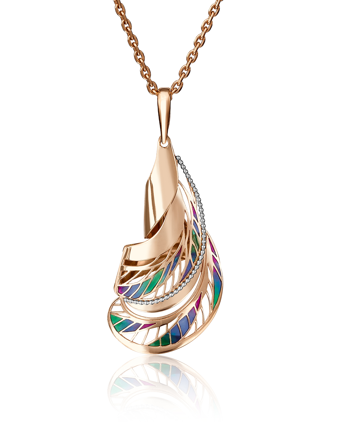 Кулон из красного золота PLATINA jewelry 03-2787-00-000-1110-59, эмаль