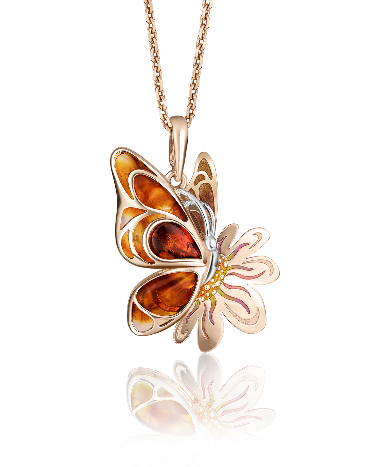 

Кулон из красного золота PLATINA jewelry 03-2772-00-271-1110-46, янтарь/эмаль, 03-2772-00-271-1110-46